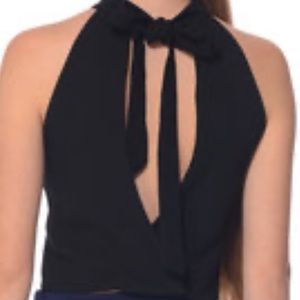 JOA open back black halter top.